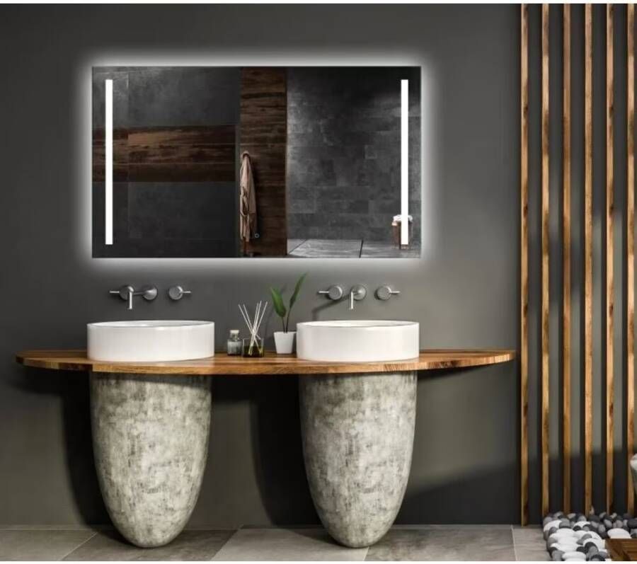 Gliss Design Badkamerspiegel Veri | 180x70 cm | Rechthoekig | Directe LED verlichting | Touch button | Met spiegelverwarming