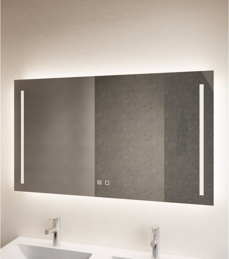 Gliss Design Badkamerspiegel Vertical | 120x70 cm | Rechthoekig | Indirecte LED verlichting | Touch button | Met spiegelverwarming