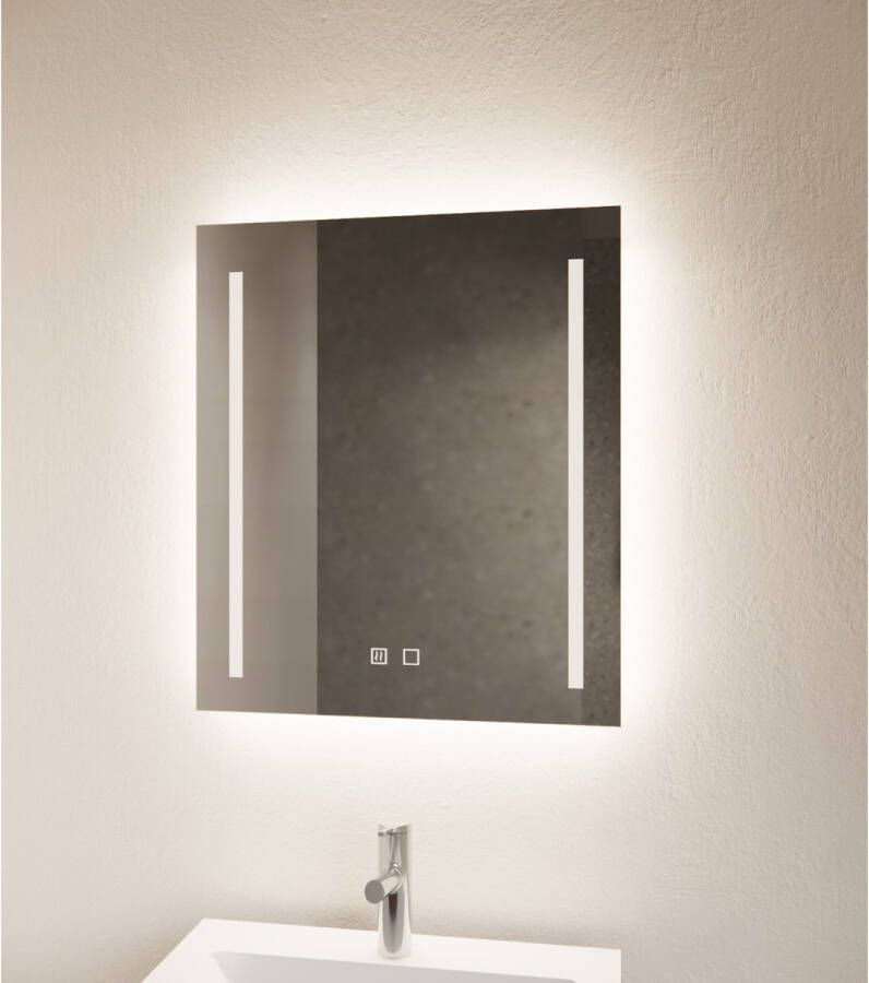Gliss Design Badkamerspiegel Vertical | 60x70 cm | Rechthoekig | Indirecte LED verlichting | Touch button | Met spiegelverwarming