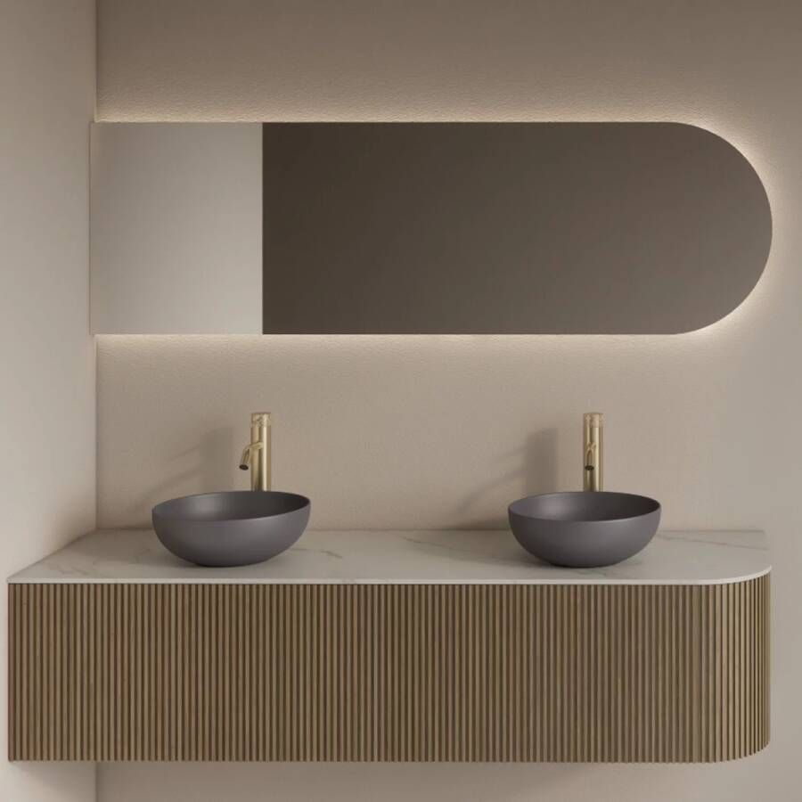 Gliss Design Badkamerspiegel Zelus | 100x60 cm | Links | Directe en indirecte LED verlichting | Sensor bediening | Met spiegelverwarming