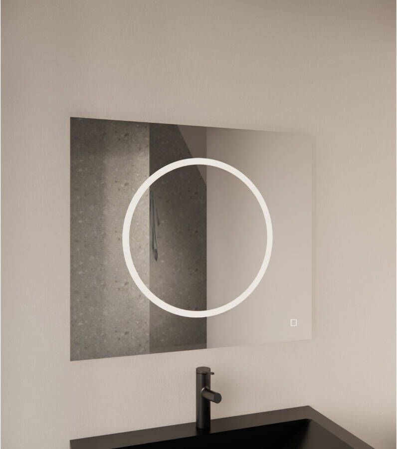 Gliss Design Circe rechthoekige spiegel met scheer spiegelverlichting en spiegelverwarming 100 x 80 cm