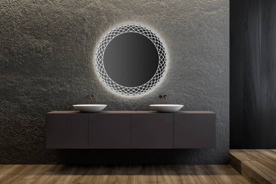 Gliss Design Badkamerspiegel Fantasia | 100 cm | Rond | Indirecte LED verlichting | Touch button | Met spiegelverwarming