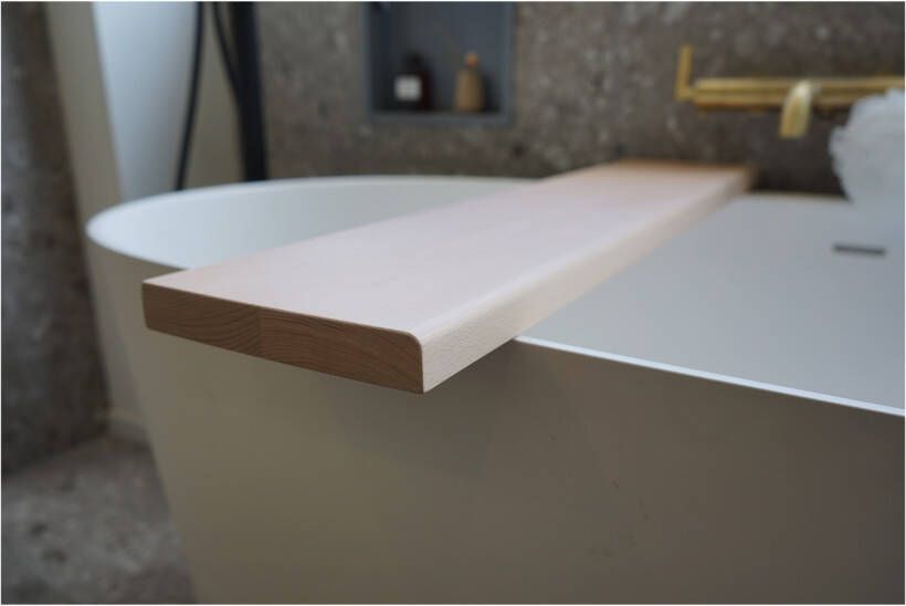 Gliss Design Flow badplank recht massief eiken 80 cm wit olie