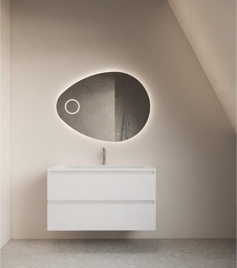 Gliss Design Atlas driehoekige spiegel met verlichting en spiegelverwarming 140 x 105 cm - Foto 2