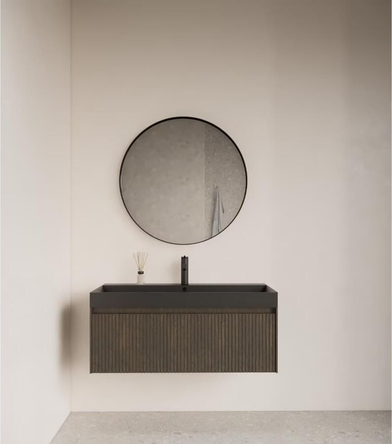 Gliss Design Badkamerspiegel Asteri | 60 cm | Rond | Mat zwart - Foto 3