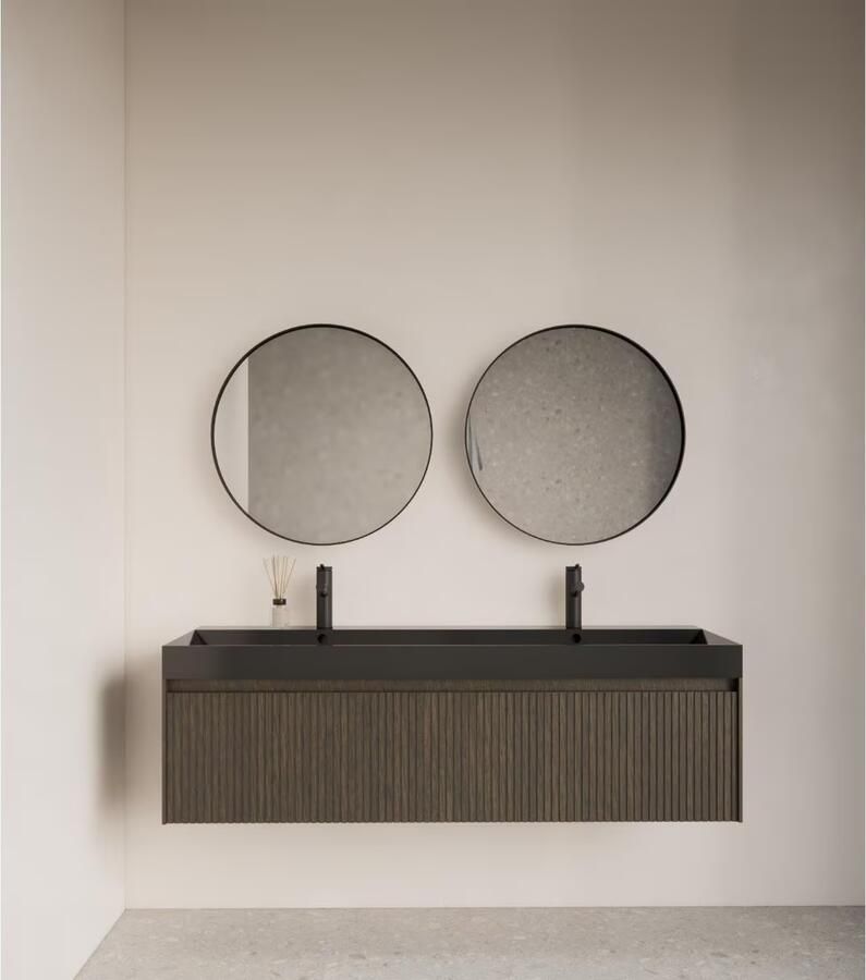 Gliss Design Badkamerspiegel Asteri | 60 cm | Rond | Mat zwart - Foto 2