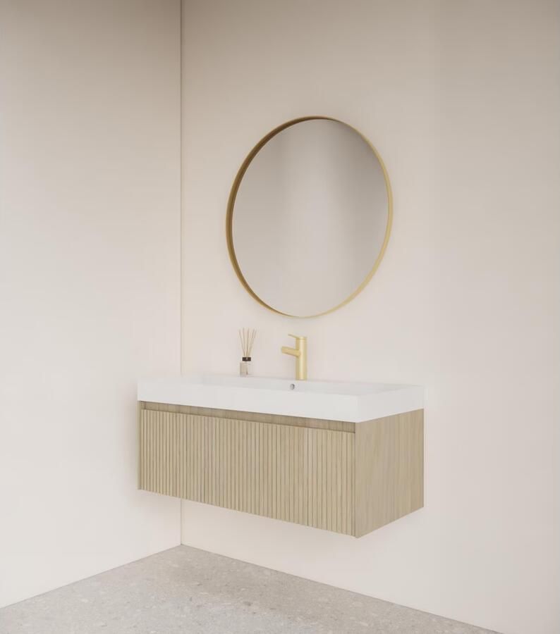 Gliss Design Badkamerspiegel Asteri | 100 cm | Rond | Mat goud - Foto 2