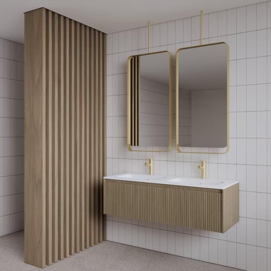 Gliss Design Badkamerspiegel Astra | 50x100 cm | Met planchet | Rechthoekig | Mat goud - Foto 2