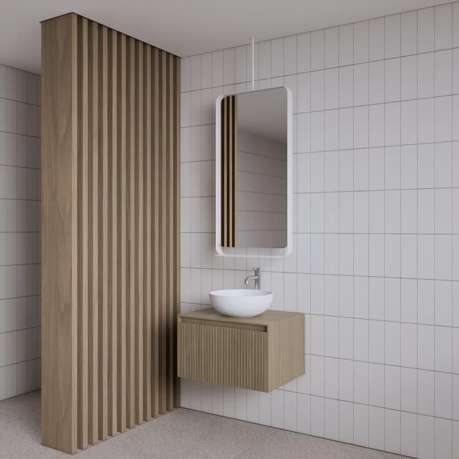 Gliss Design Badkamerspiegel Astra | 50x100 cm | Met planchet | Rechthoekig | Mat wit - Foto 2