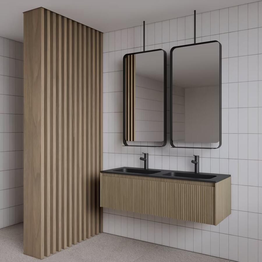 Gliss Design Badkamerspiegel Astra | 50x100 cm | Met planchet | Rechthoekig | Mat zwart - Foto 2