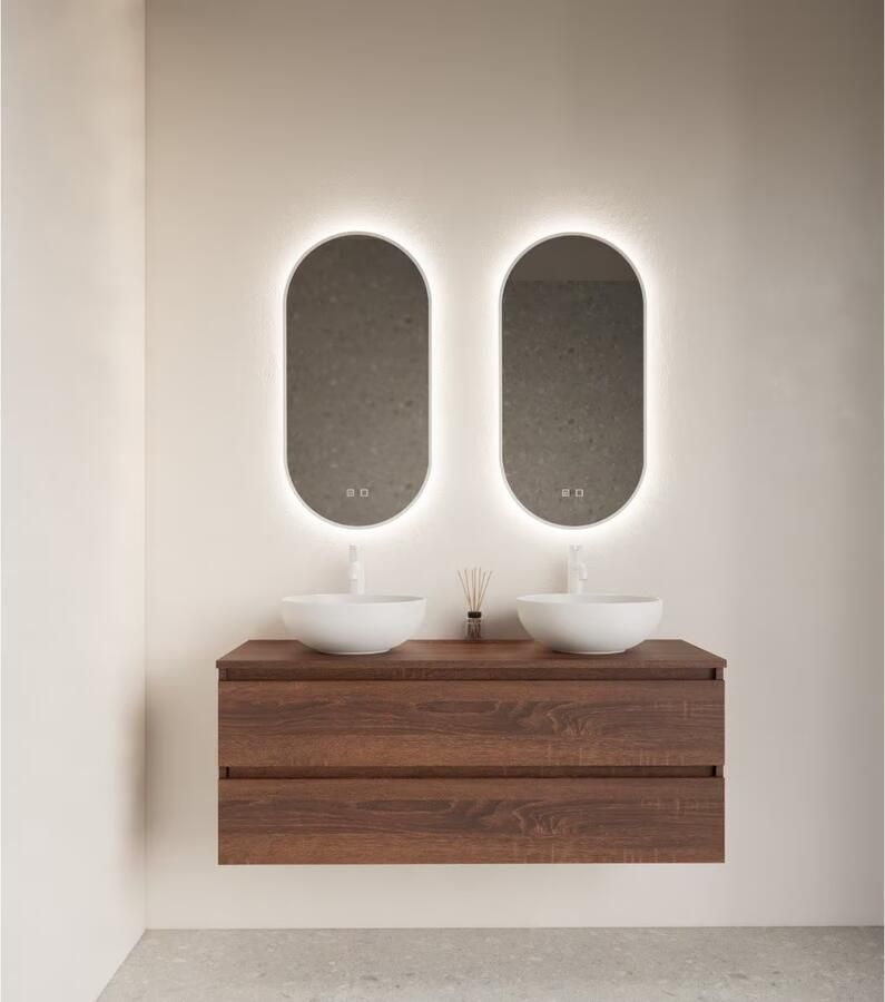Gliss Design Badkamerspiegel Aura | 40x100 cm | Indirecte verlichting | Touch button | Met spiegelverwarming | Mat wit - Foto 2