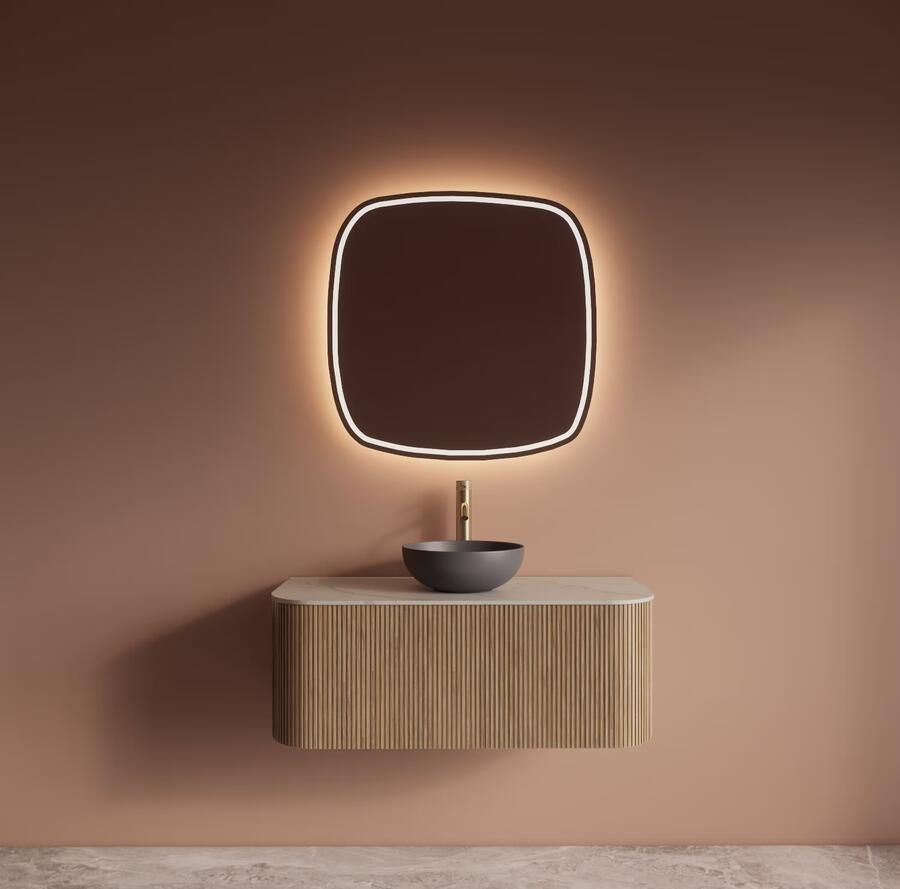 Gliss Design Badkamerspiegel Axis | 60x60 cm | Directe en indirecte LED verlichting | Sensor bediening | Met spiegelverwarming - Foto 3