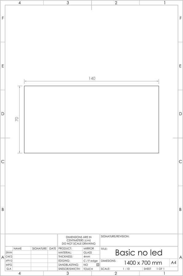 Gliss Design Badkamerspiegel Basic | 140x70 cm | Rechthoekig - Foto 2