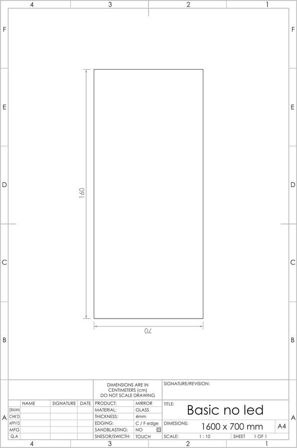 Gliss Design Badkamerspiegel Basic | 160x70 cm | Rechthoekig - Foto 2