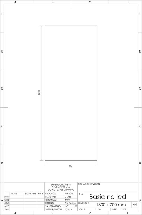 Gliss Design Badkamerspiegel Basic | 180x70 cm | Rechthoekig - Foto 3