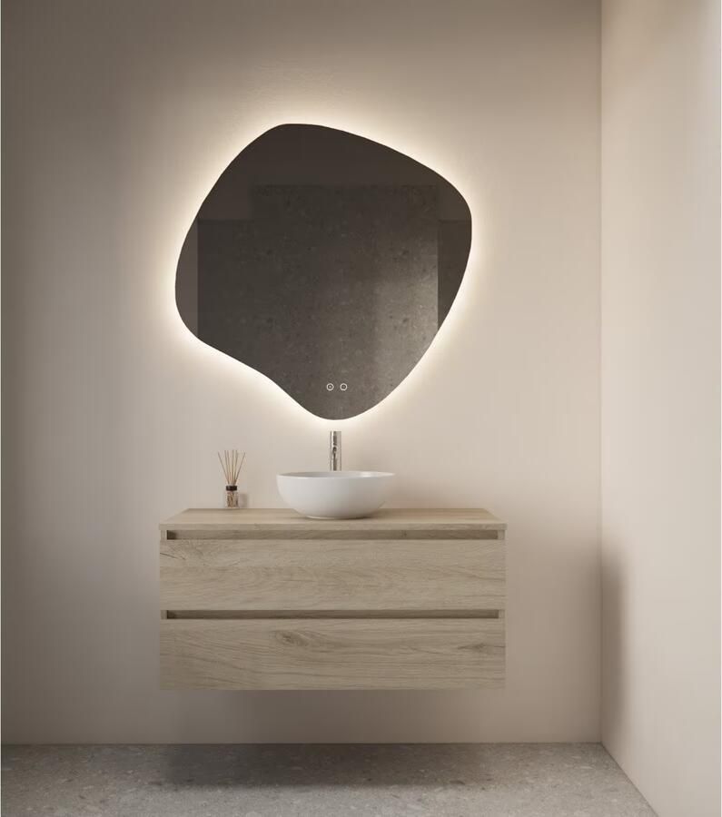 Gliss Design Badkamerspiegel Clio | 120x120 cm | Organisch | Indirecte LED verlichting | Touch button | Met spiegelverwarming - Foto 2