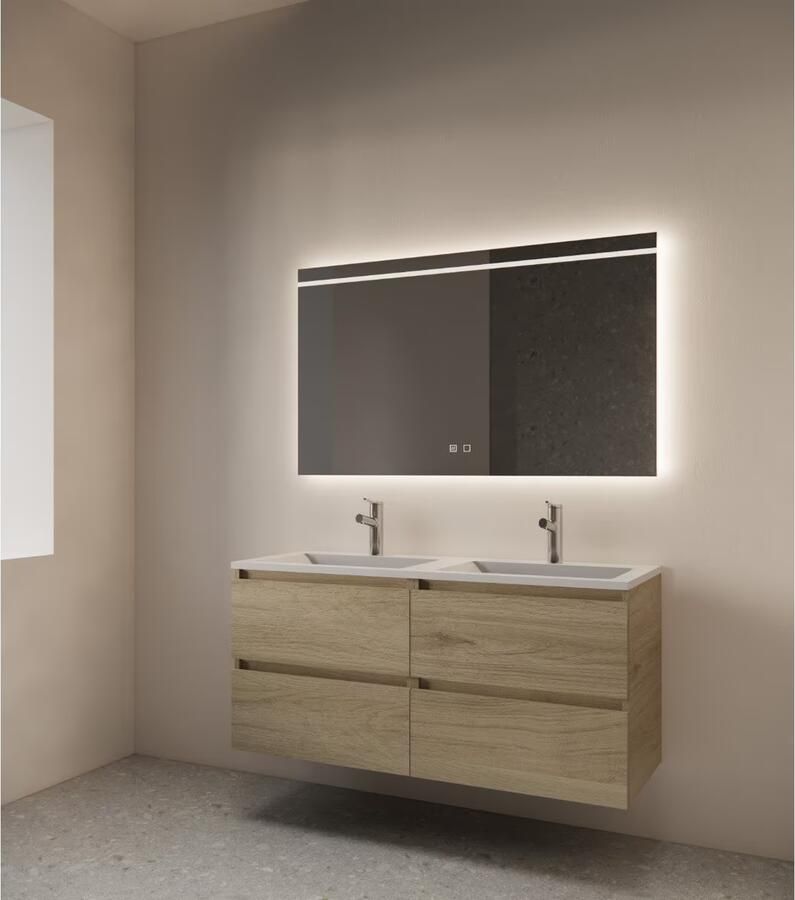 Gliss Design Badkamerspiegel Decora | 140x70 cm | Rechthoekig | Indirecte LED verlichting | Touch button | Met spiegelverwarming
