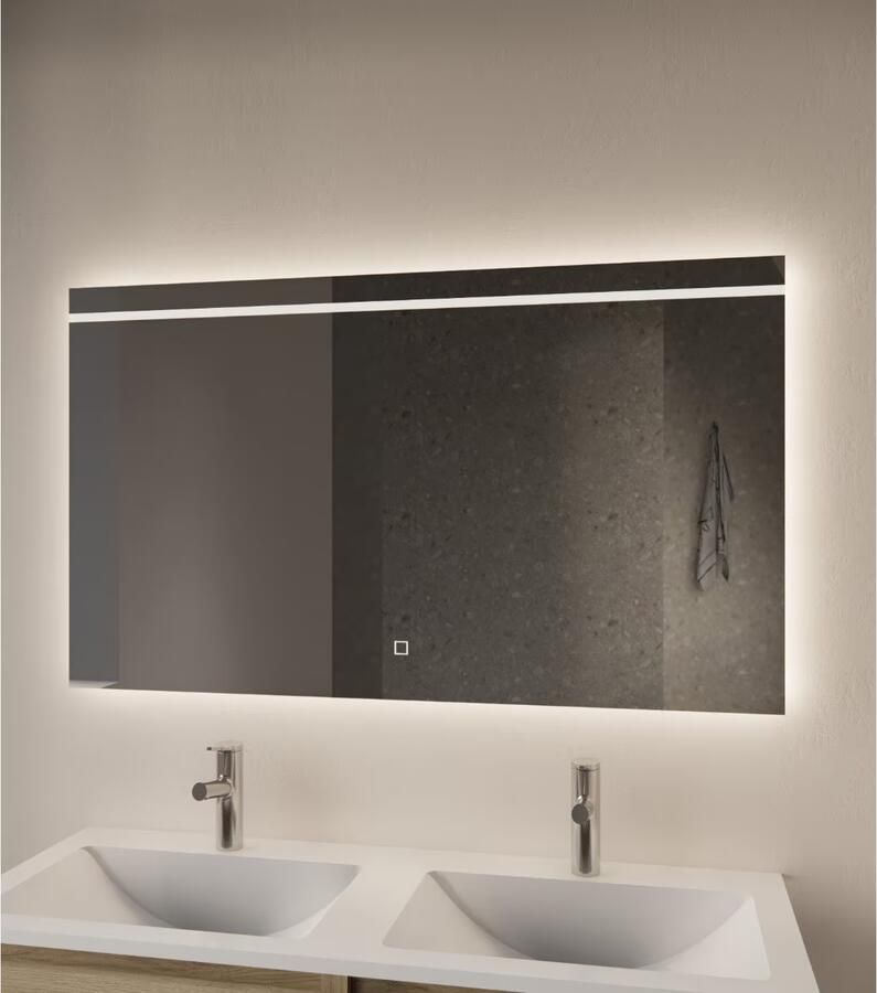 Gliss Design Badkamerspiegel Decora | 140x70 cm | Rechthoekig | Indirecte LED verlichting | Touch button | Met spiegelverwarming - Foto 2
