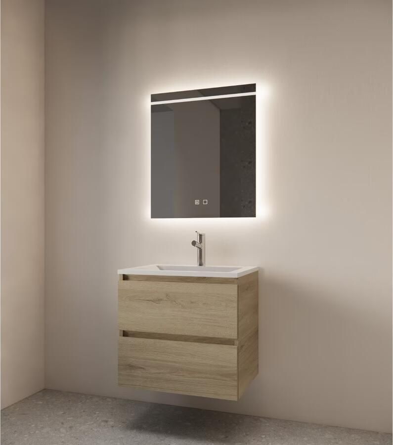 Gliss Design Badkamerspiegel Decora | 80x70 cm | Rechthoekig | Indirecte LED verlichting | Touch button | Met spiegelverwarming - Foto 3