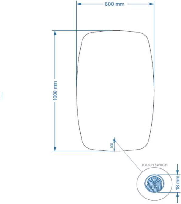 Gliss Design Badkamerspiegel Erato | 60x100 cm | Deens ovaal | Indirecte LED verlichting | Touch button | Met spiegelverwarming - Foto 2