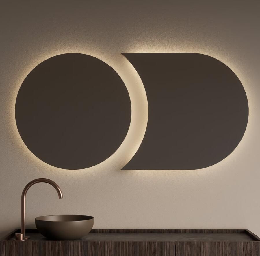 Gliss Design Badkamerspiegel Eris | 70 + 80x70 cm | 2-delig | Indirecte LED verlichting | Sensor bediening | Met spiegelverwarming - Foto 2