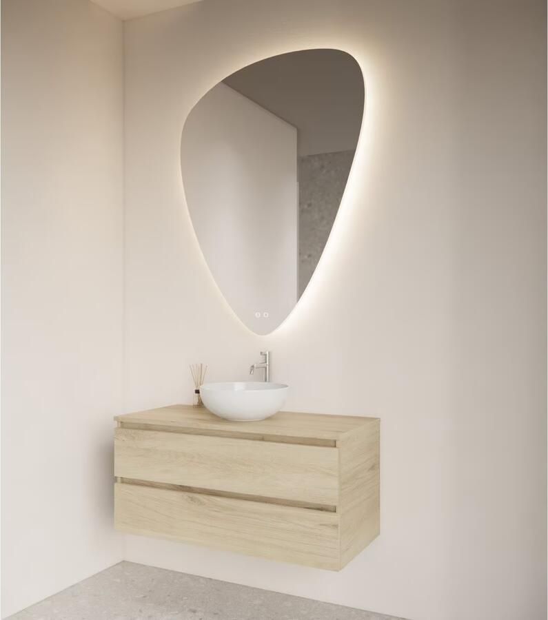 Gliss Design Badkamerspiegel Frenzy | 120x90 cm | Organisch | Indirecte LED verlichting | Touch button | Met spiegelverwarming - Foto 2