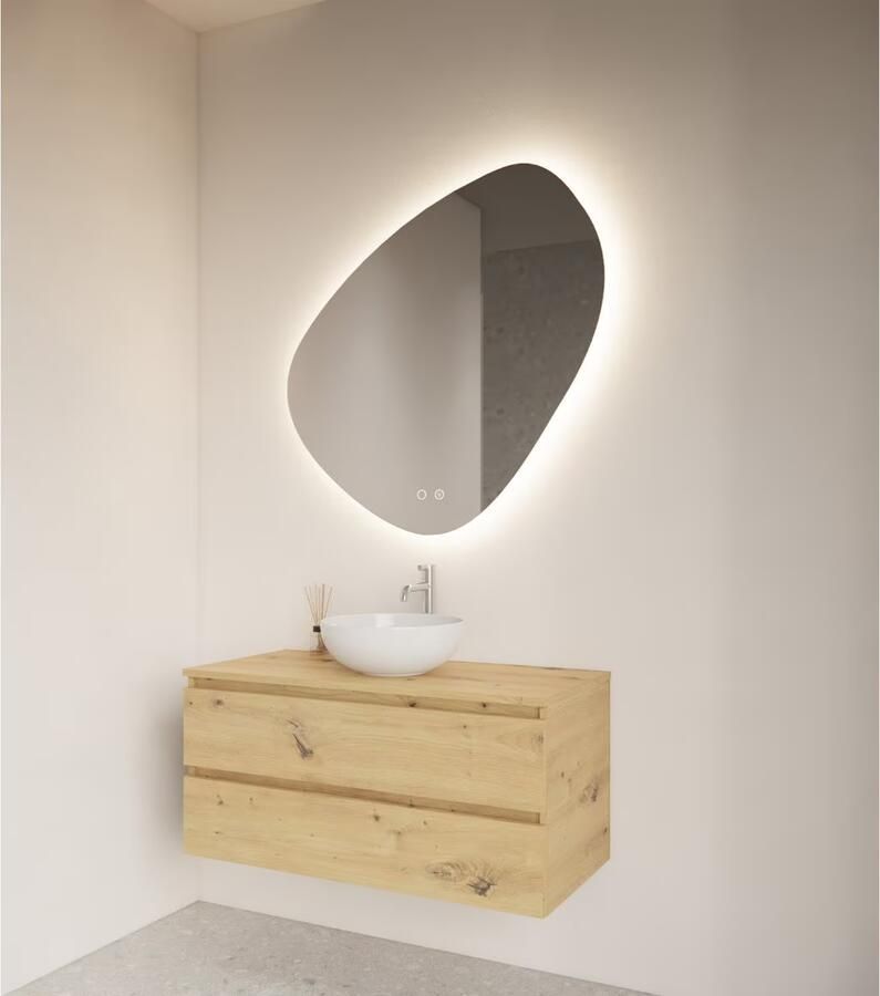 Gliss Design Badkamerspiegel Fury | 120x120 cm | Organisch | Indirecte LED verlichting | Touch button | Met spiegelverwarming - Foto 2