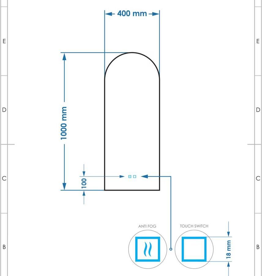 Gliss Design Badkamerspiegel Gaya | 40x100 cm | Rechthoekig | Indirecte LED verlichting | Touch button | Met spiegelverwarming - Foto 2