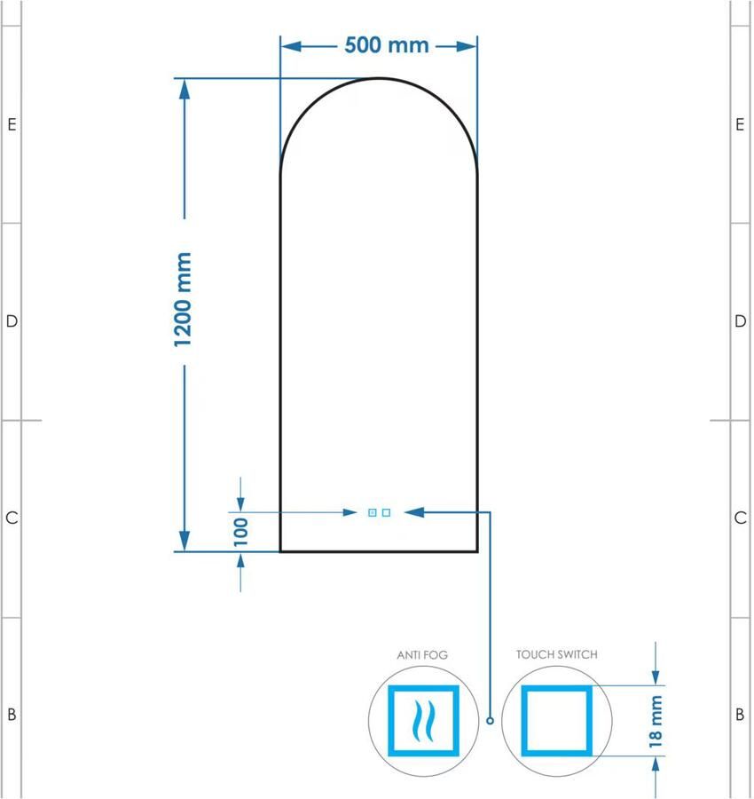 Gliss Design Badkamerspiegel Gaya | 50x120 cm | Rechthoekig | Indirecte LED verlichting | Touch button | Met spiegelverwarming - Foto 2