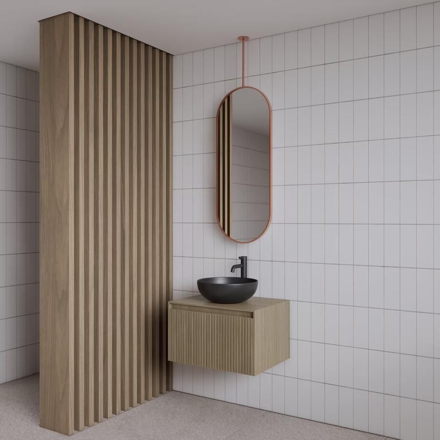 Gliss Design Badkamerspiegel Halo | 40x90 cm | Verticaal | Ovaal | Koper rose - Foto 3