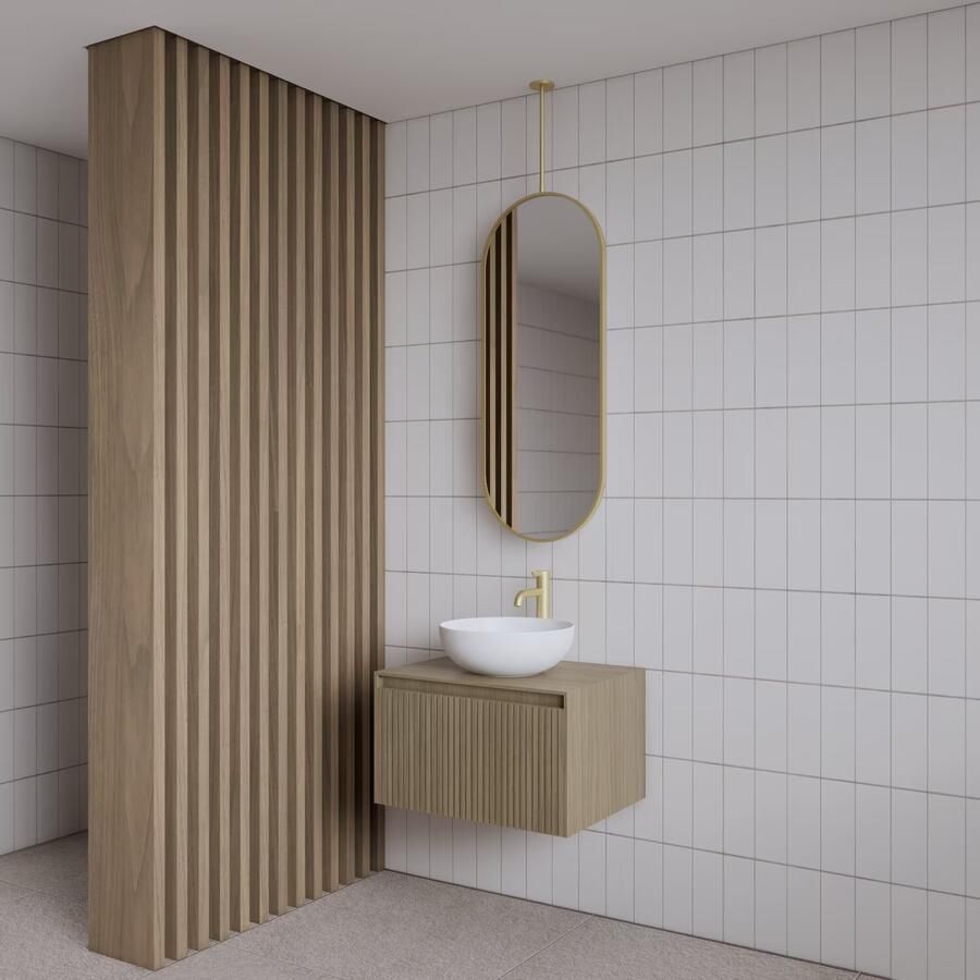 Gliss Design Badkamerspiegel Halo | 40x90 cm | Verticaal | Ovaal | Mat goud