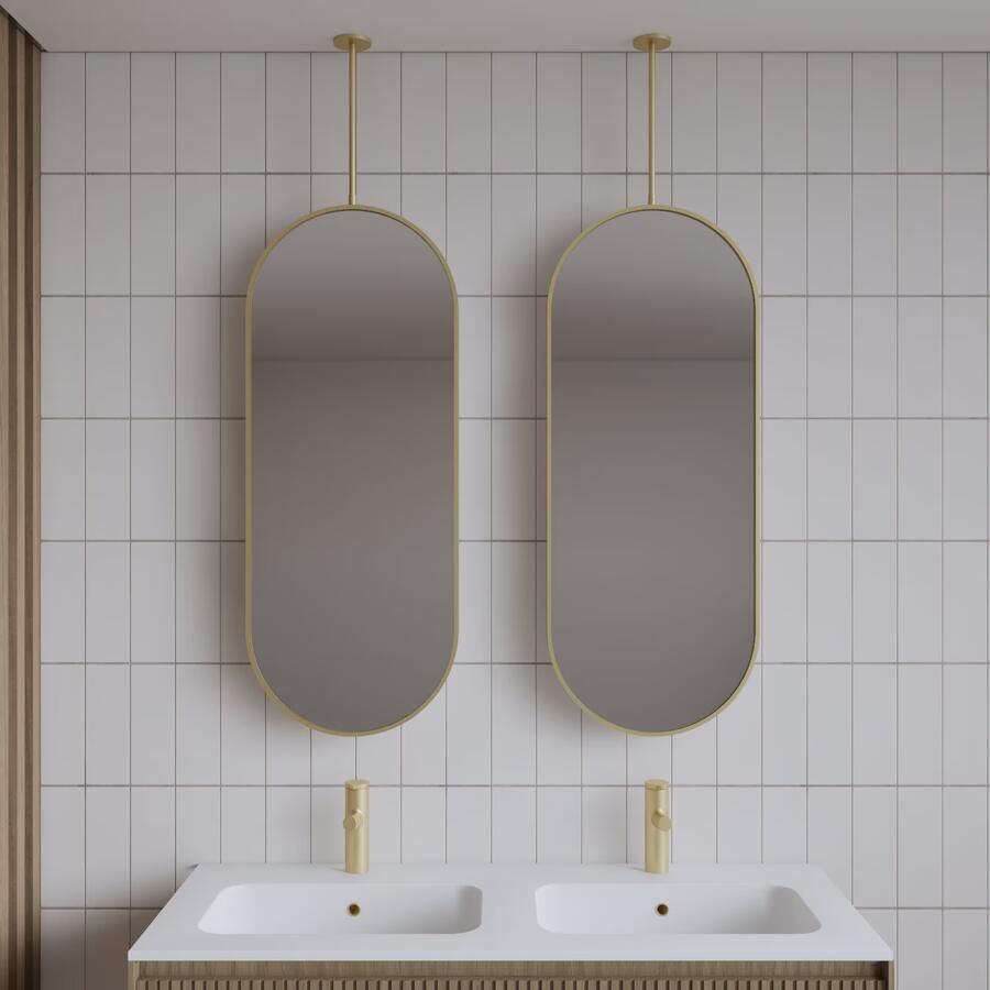 Gliss Design Badkamerspiegel Halo | 40x90 cm | Verticaal | Ovaal | Mat goud - Foto 2