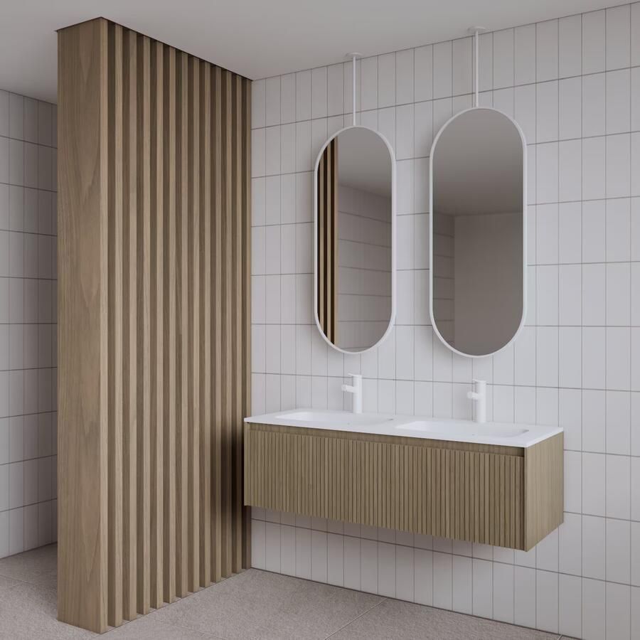 Gliss Design Badkamerspiegel Halo | 40x90 cm | Verticaal | Ovaal | Mat wit - Foto 2