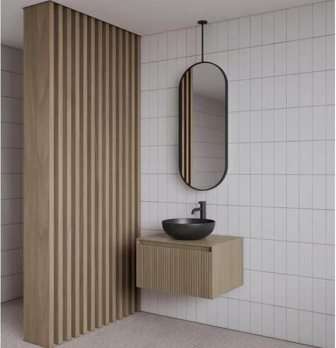 Gliss Design Badkamerspiegel Halo | 40x90 cm | Verticaal | Ovaal | Mat zwart - Foto 2