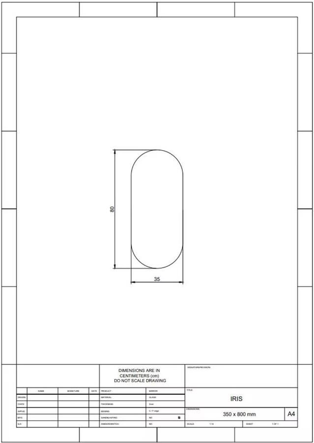 Gliss Design Badkamerspiegel Iris | 35x80 cm | Ovaal | Geen bediening | Zonder verwarming - Foto 2