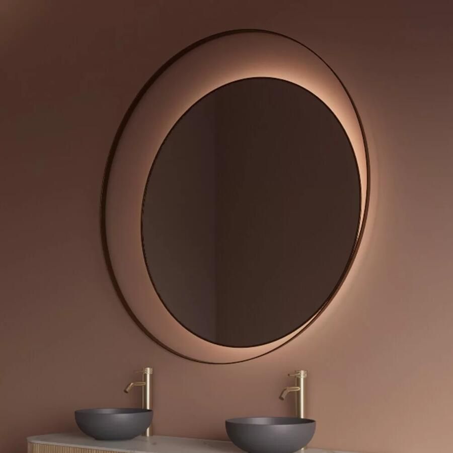 Gliss Design Badkamerspiegel Kosmos | 80 cm | Indirecte LED verlichting | Sensor bediening | Met spiegelverwarming | Mat goud - Foto 2