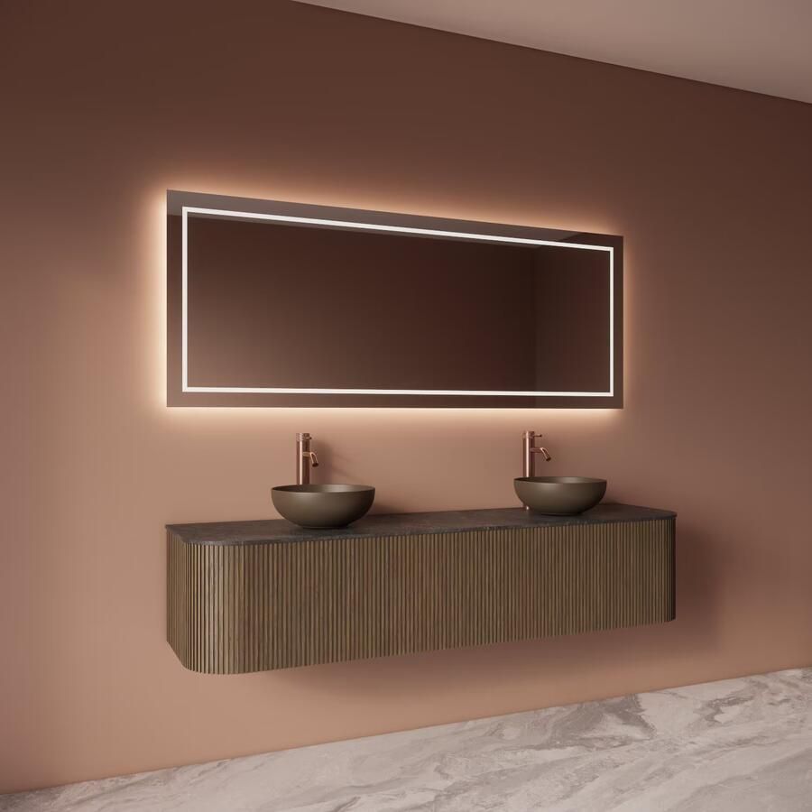 Gliss Design Badkamerspiegel Lenus | 150x70 cm | Directe en indirecte LED verlichting | Sensor bediening | Met spiegelverwarming