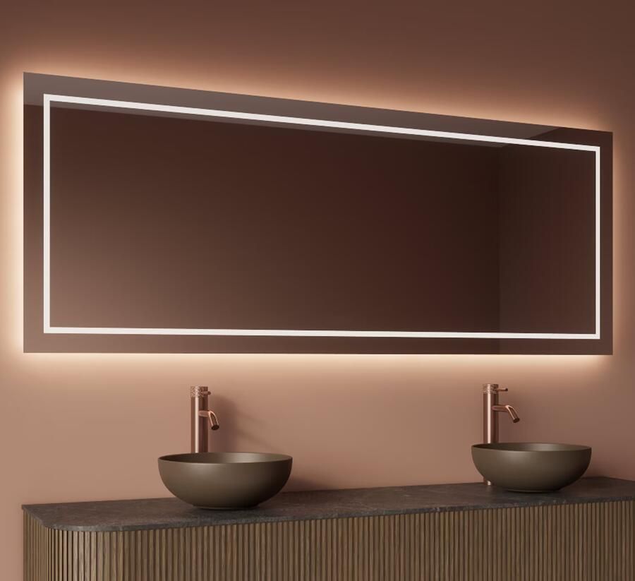 Gliss Design Badkamerspiegel Lenus | 180x70 cm | Directe en indirecte LED verlichting | Sensor bediening | Met spiegelverwarming - Foto 3