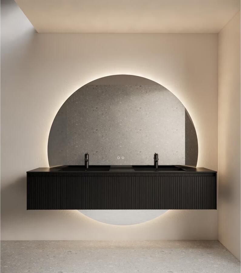 Gliss Design Badkamerspiegel Lios | 160 cm | Rond | Indirecte LED verlichting | Touch button | Met spiegelverwarming - Foto 3