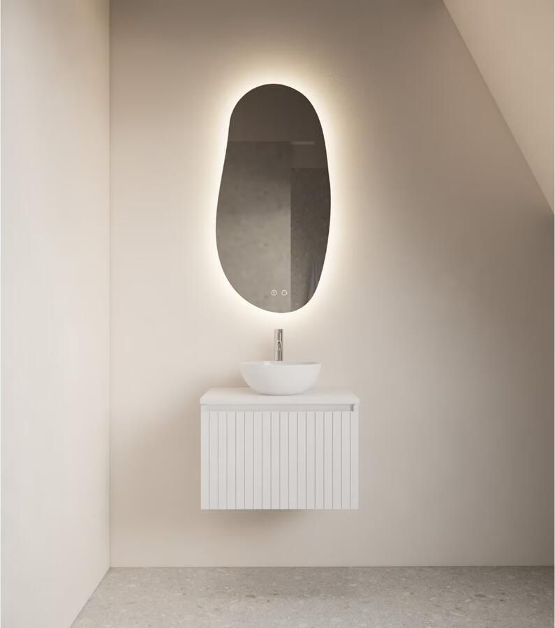 Gliss Design Badkamerspiegel Maya | 100x50 cm | Organisch | Indirecte LED verlichting | Touch button | Met spiegelverwarming - Foto 2