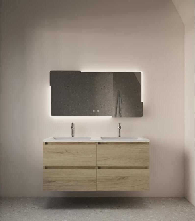 Gliss Design Badkamerspiegel Melite | 140x70 cm | Rechthoekig | Indirecte LED verlichting | Touch button | Met spiegelverwarming - Foto 2