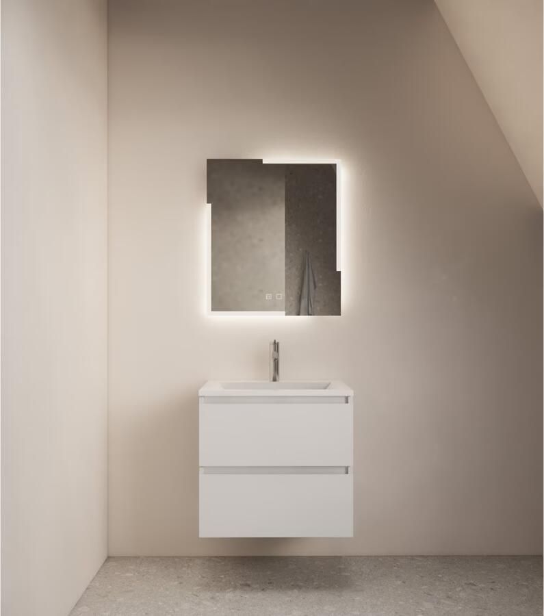 Gliss Design Badkamerspiegel Melite | 70x70 cm | Rechthoekig | Indirecte LED verlichting | Touch button | Met spiegelverwarming - Foto 3