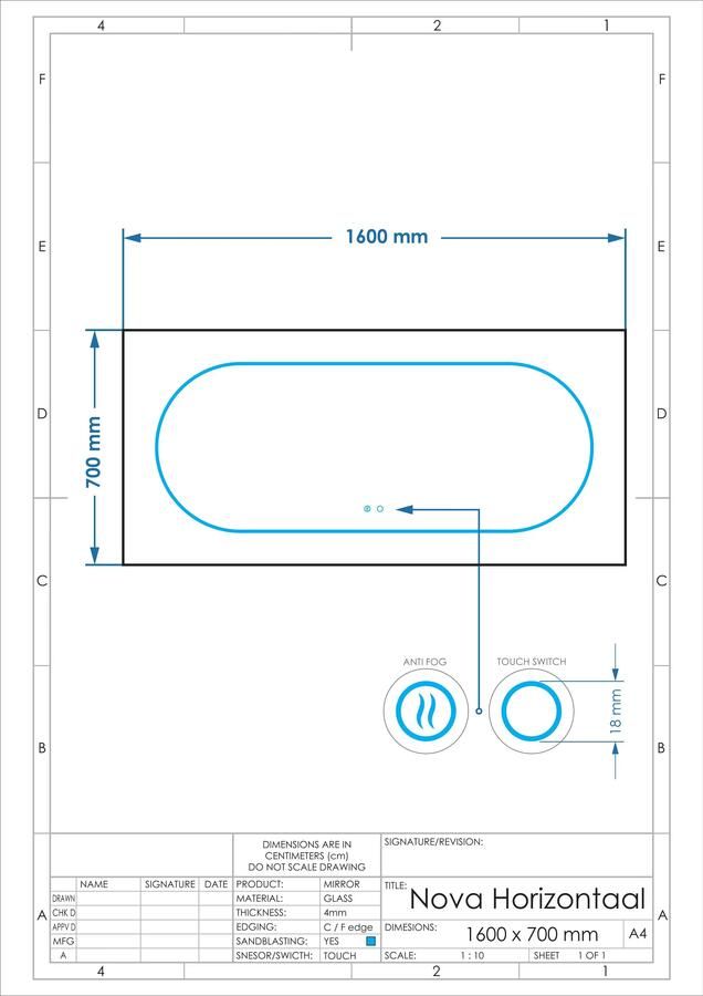 Gliss Design Badkamerspiegel Nova | 180x70 cm | Directe en indirecte LED verlichting | Touch button | Met spiegelverwarming - Foto 2