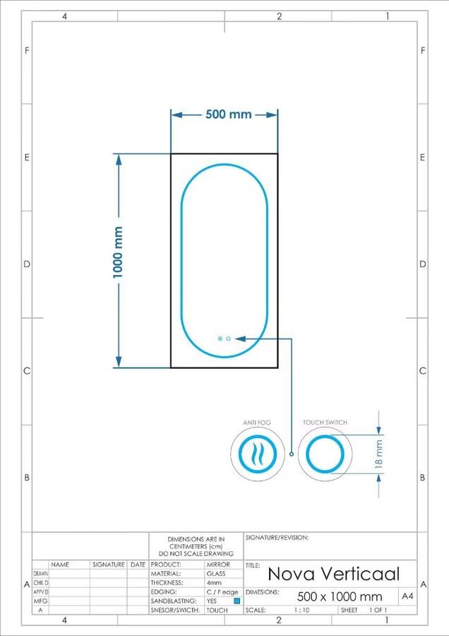Gliss Design Badkamerspiegel Nova | 50x100 cm | Directe en indirecte LED verlichting | Touch button | Met spiegelverwarming - Foto 2