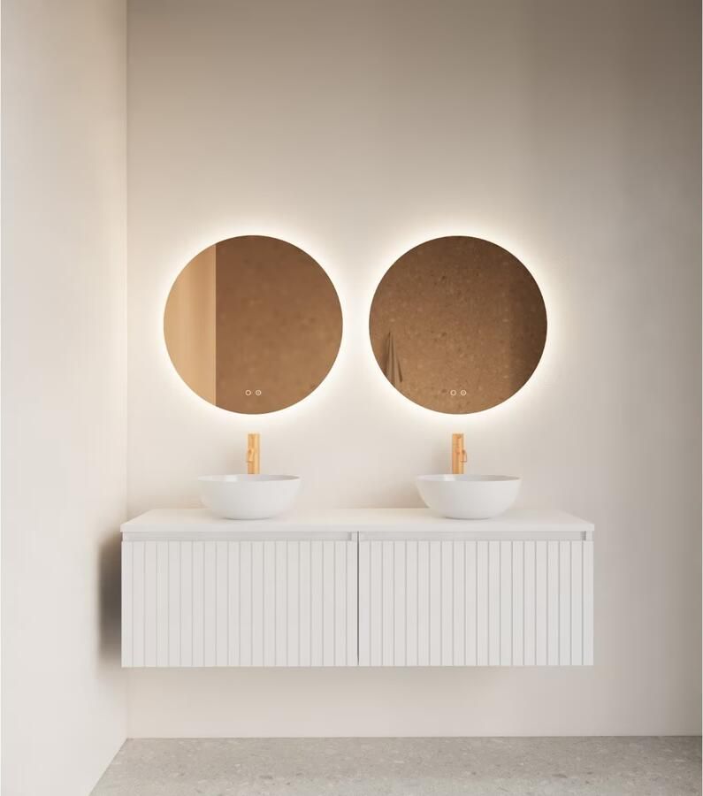 Gliss Design Badkamerspiegel Oko Koper | 80 cm | Rond | Indirecte LED verlichting | Touch button | Met spiegelverwarming - Foto 2
