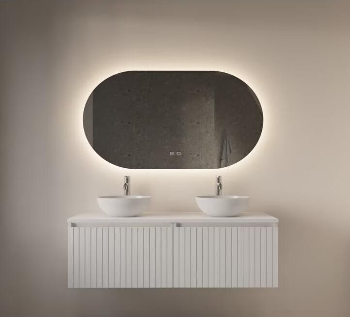 Gliss Design Badkamerspiegel Orion | 140x70 cm | Ovaal | Indirecte LED verlichting | Touch button | Met spiegelverwarming - Foto 3