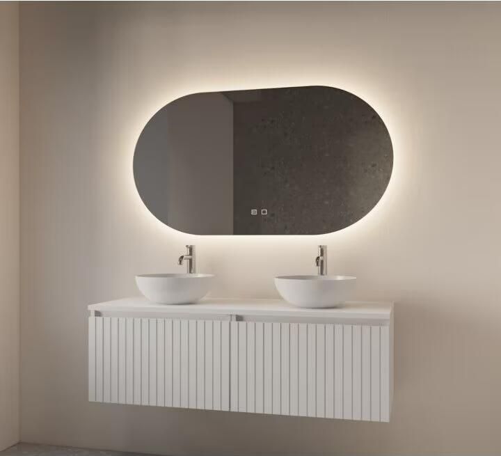 Gliss Design Badkamerspiegel Orion | 140x70 cm | Ovaal | Indirecte LED verlichting | Touch button | Met spiegelverwarming