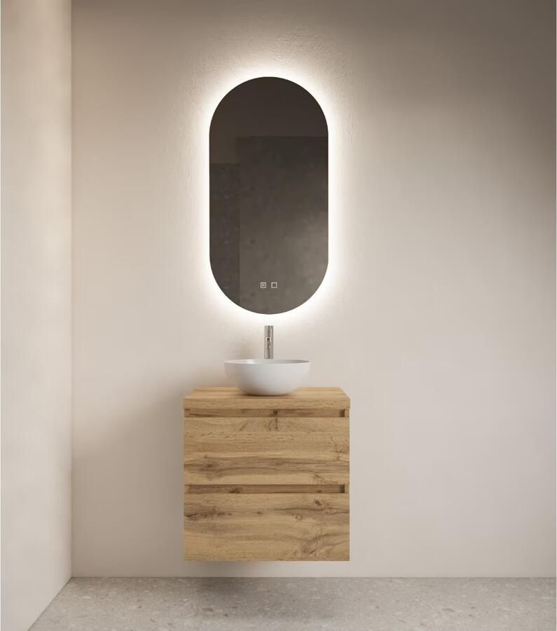Gliss Design Badkamerspiegel Orion | 40x100 cm | Ovaal | Indirecte LED verlichting | Touch button | Met spiegelverwarming - Foto 3