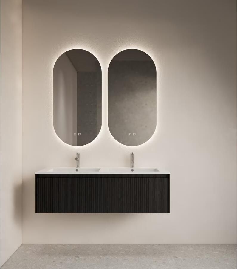 Gliss Design Badkamerspiegel Orion | 40x100 cm | Ovaal | Indirecte LED verlichting | Touch button | Met spiegelverwarming