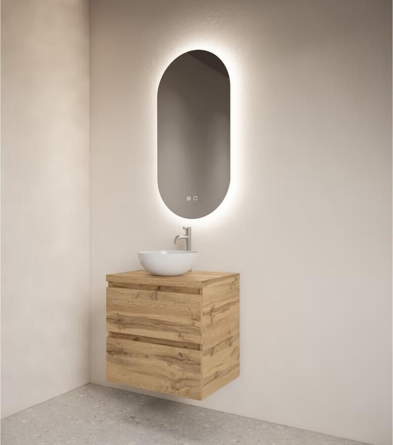 Gliss Design Badkamerspiegel Orion | 40x100 cm | Ovaal | Indirecte LED verlichting | Touch button | Met spiegelverwarming - Foto 2